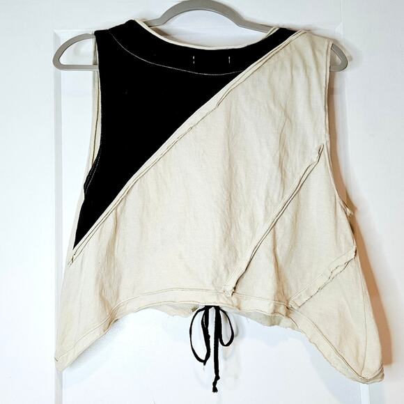 Blue Fish Crop Front Tie Triangle Lagenlook Vest - Picture 2 of 6